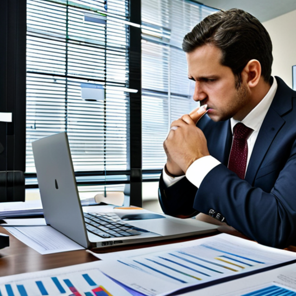 A focused professional legal analyst, fully clothed in a modest business suit, deeply engrossed in unraveling a complex legal problem. They are seated at a large, modern desk in a sophisticated office, surrounded by stacks of legal documents and a laptop displaying intricate data visualizations. The scene subtly conveys the idea of peeling back layers of information, with elements suggesting deep analytical thought. The atmosphere is quiet and intellectual. Safe for work, appropriate content, perfect anatomy, correct proportions, natural pose, well-formed hands, proper finger count, professional photography, high quality.