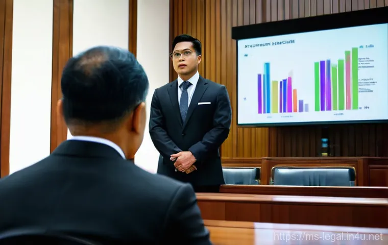 법률 자문가의 사건 대응 전략 - A professional Malaysian female lawyer, dressed in a modest, modern business suit, is seated across ...