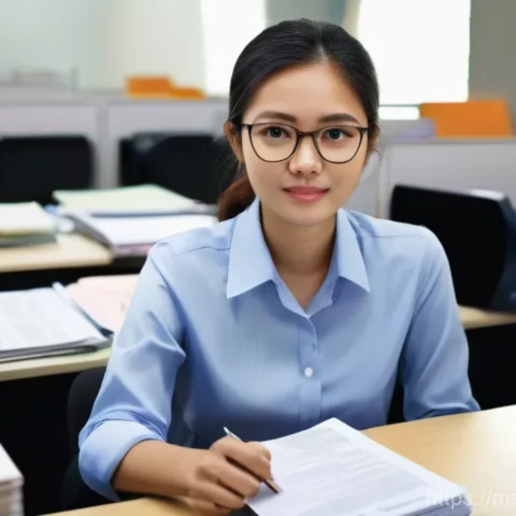 법률 자문가의 경력과 연봉 상관관계 - **Prompt:** A young, determined Malaysian legal trainee in a contemporary, slightly cluttered office...