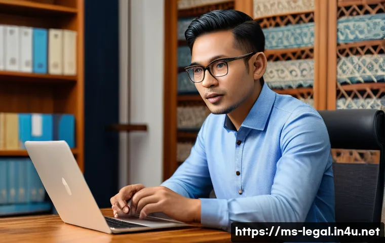 법률 자문가의 클라이언트 대응법 - A professional legal consultant in a modern Malaysian office setting, attentively listening to a div...