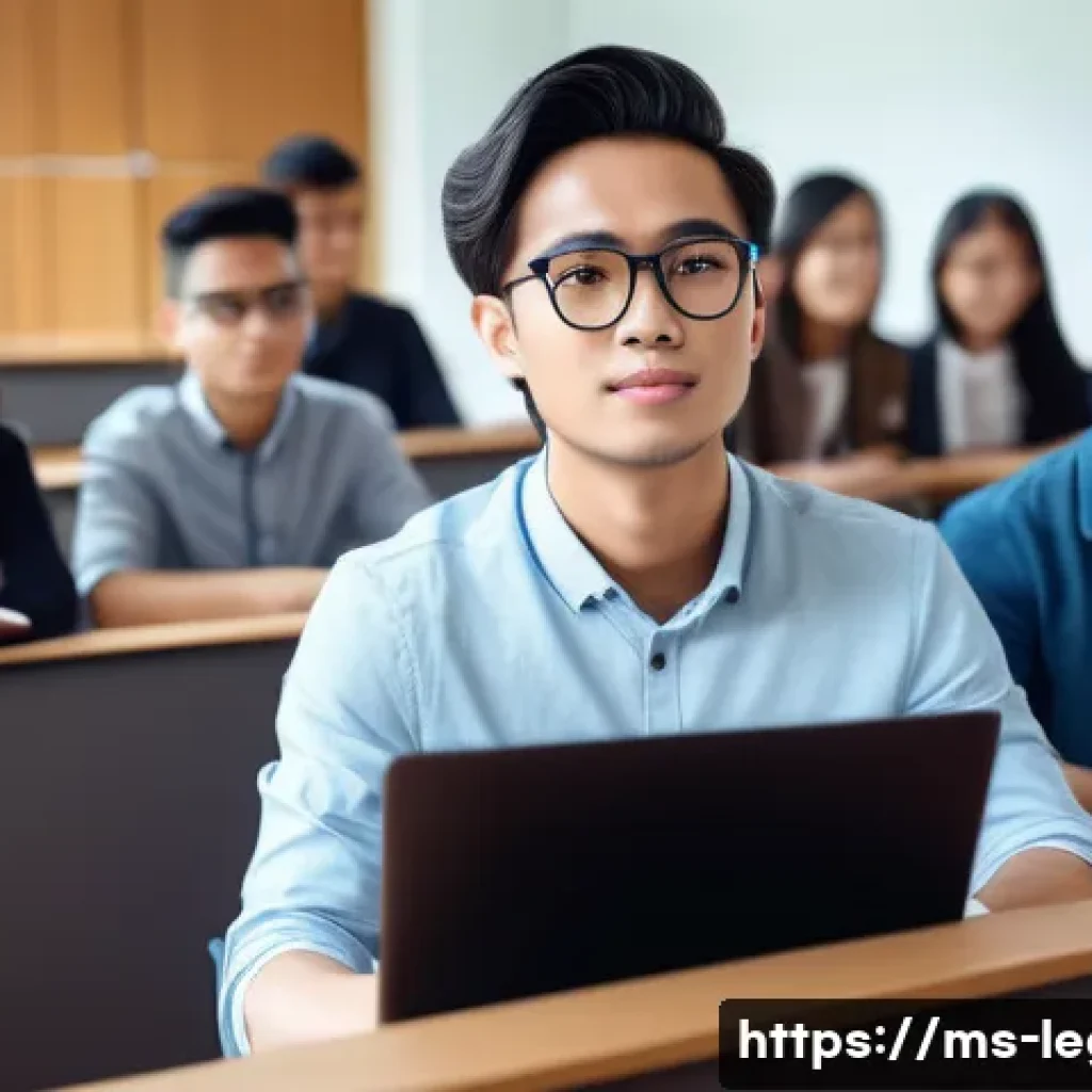 법률 자문가의 커리어 로드맵 - A modern Malaysian law student attending a university lecture hall, surrounded by textbooks on crimi...
