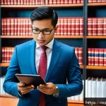 법률 자문가로서의 경력 개발 방향 - A professional Malaysian legal advisor in a modern office setting, dressed in formal business attire...