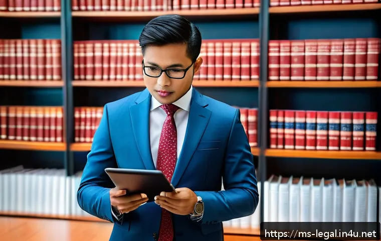 법률 자문가로서의 경력 개발 방향 - A professional Malaysian legal advisor in a modern office setting, dressed in formal business attire...