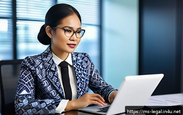 법률 자문가의 직무 환경 분석 - A professional Malaysian legal advisor in a modern office setting, dressed in formal business attire...